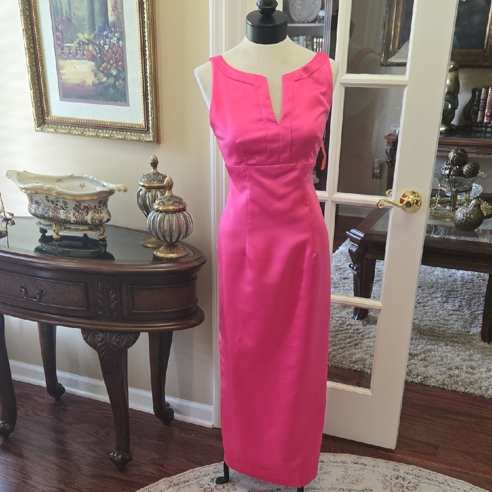 Mevisto Chic Hot Pink Sleeveless Formal Dress Sleeveless Empire Waist Size 2 EUC